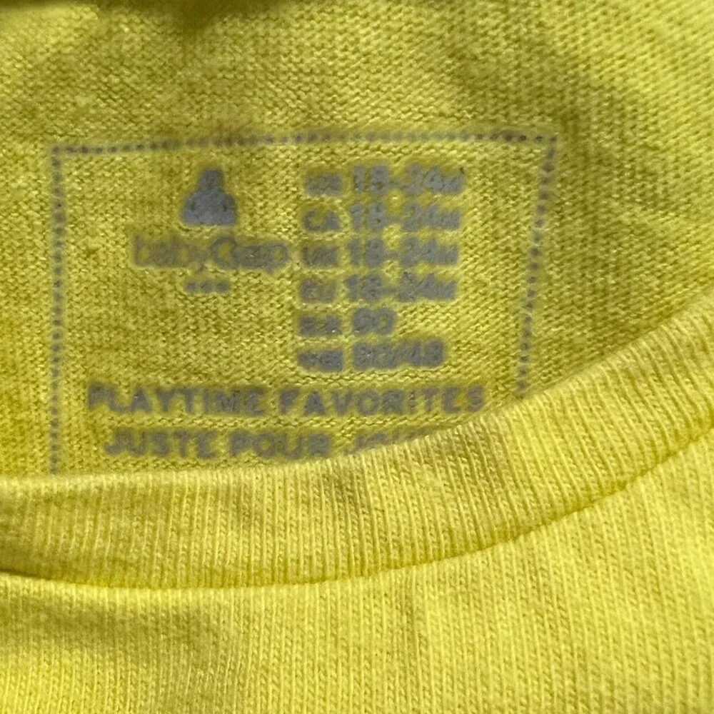 Baby Gap 18-24m Yellow Appliqué Logo Shirt
